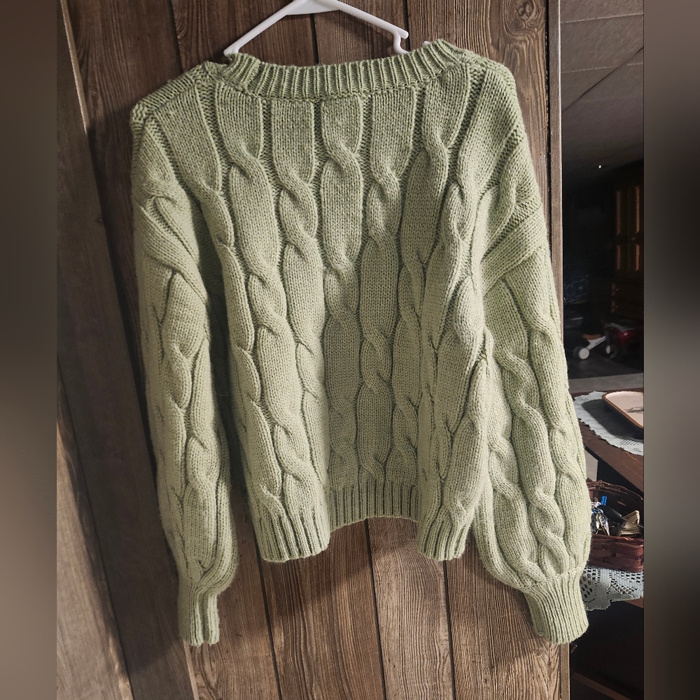 Cottage Core Sage Green Sweater - Picture 2 of 4